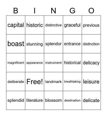 B3L5 Word Bingo Card