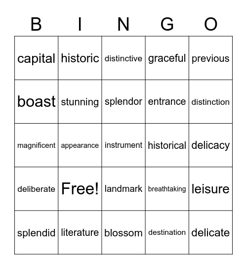 B3L5 Word Bingo Card