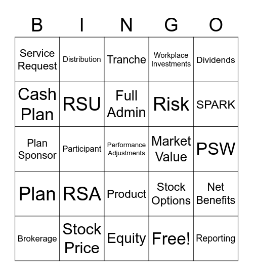 Stock Plan Services Bingo Card