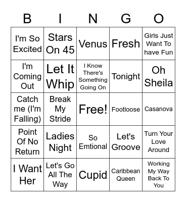 Misc. 80's Cover All Bingo Card