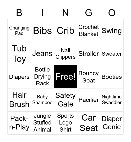 Sarah's Baby Shower2 Bingo Card