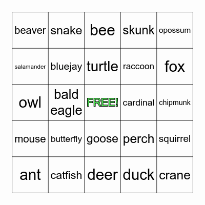 WI Animals - EXTRA CHALLENGING! Bingo Card