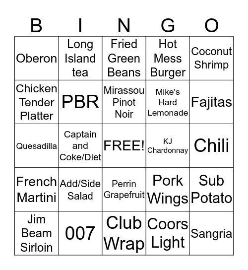 CHEERS BINGO CONTEST Bingo Card