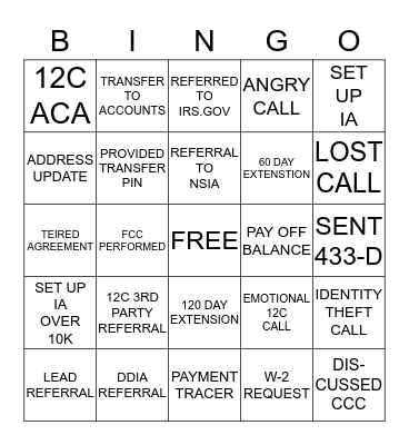 BALANCE DUE BINGO Card