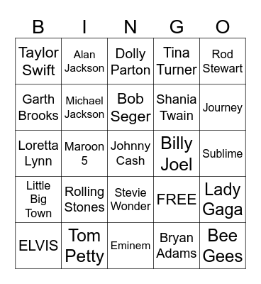 Music Bingo Card