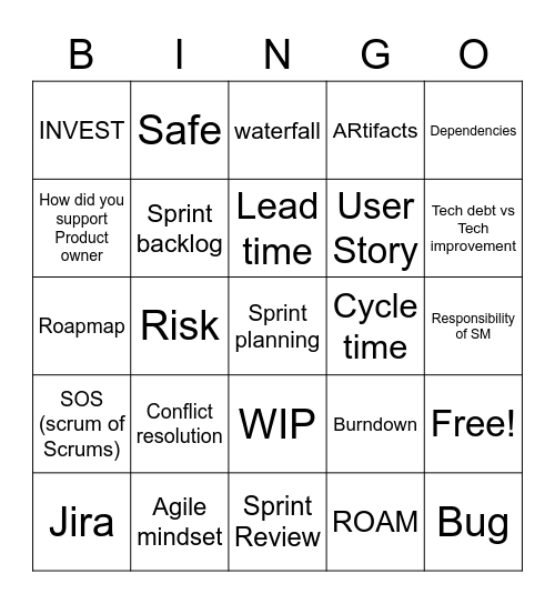 Agile training practice Bingo Card