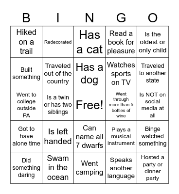 Back to School BINGO - Someone who.... over the summer Bingo Card