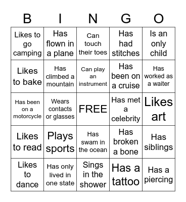 ICE BREAKER BINGO Card