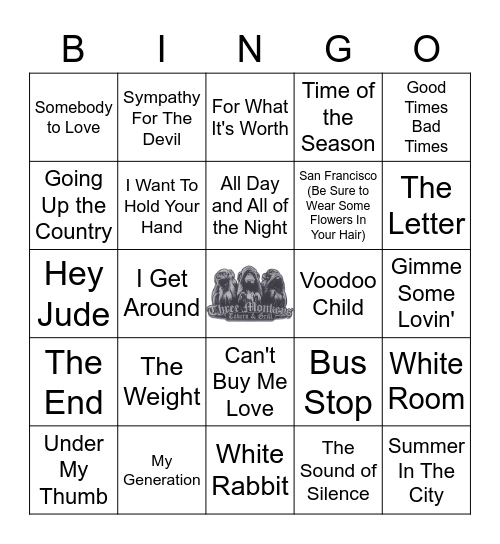 Best 60's Rock Bingo Card