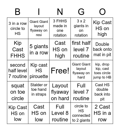 Bars Bingo Card