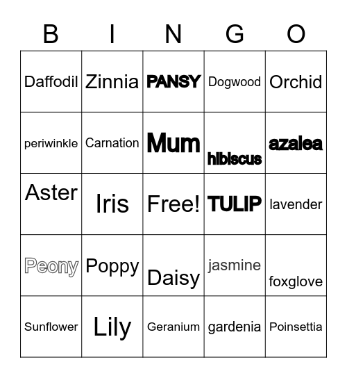 BLOOM WHERE YOU'RE PLANTED Bingo Card