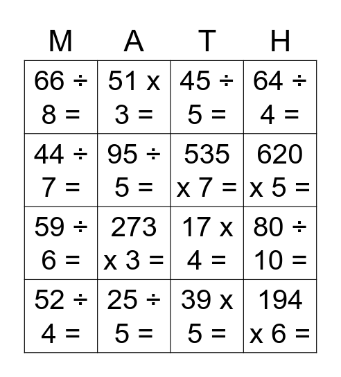 MD5 - MD8 Bingo Card