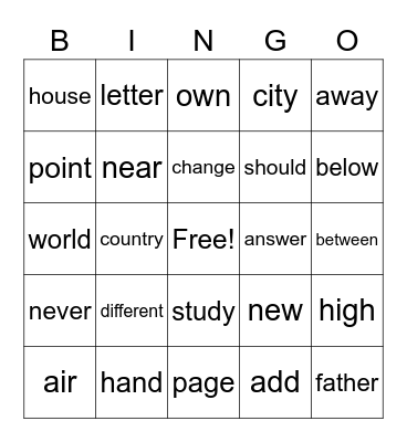 Lincoln's Bingo Game Bingo Card