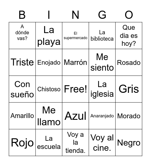 La loteria de repaso Bingo Card