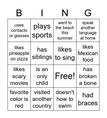 First Day of Class Bingo! Bingo Card