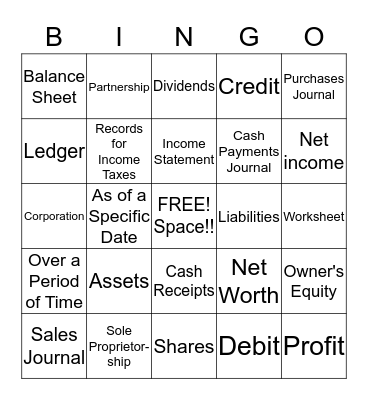 Accounting Bingo!! Bingo Card