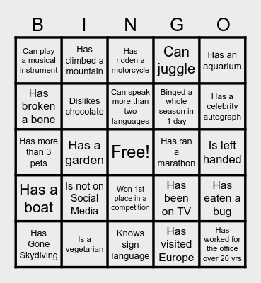 In Service Day Bingo Card