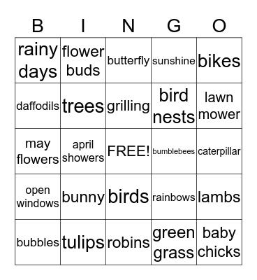 WELCOME SPRING! Bingo Card