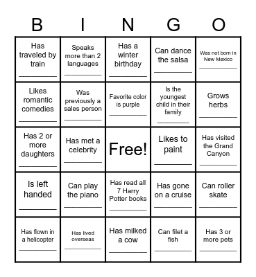 Getting to Know You Bingo! Bingo Card
