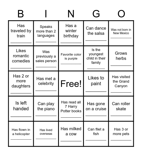 Getting to Know You Bingo! Bingo Card