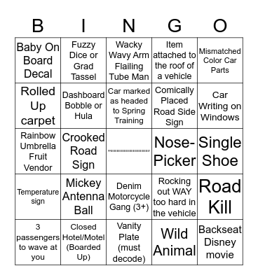 Spring Training Road Trip Bingo 2015 Bingo Card