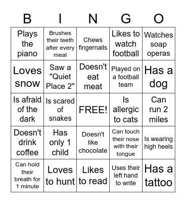 Ice-Breaker Bingo Card