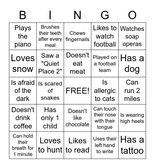 Ice-Breaker Bingo Card