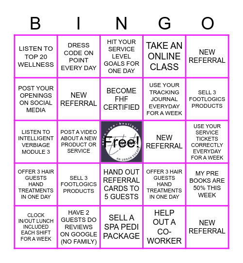 NAIL TECH BINGO Card