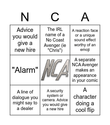 NCA Bingo Card