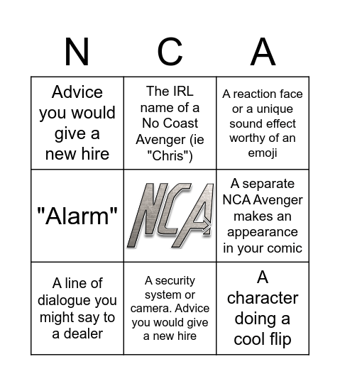 NCA Bingo Card
