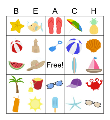 BEACH BINGO Card