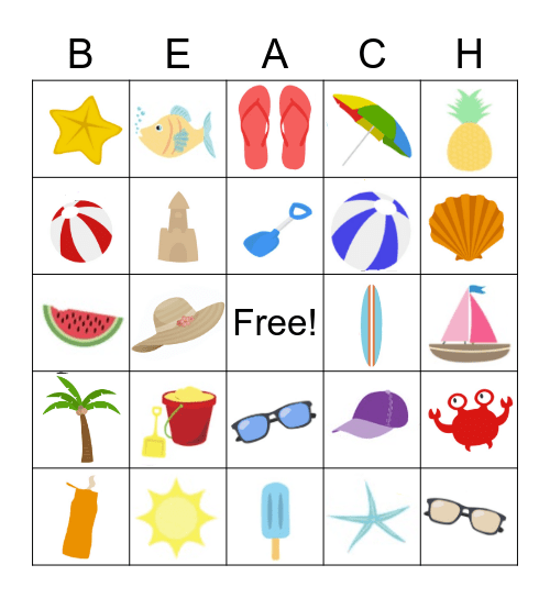 BEACH BINGO Card