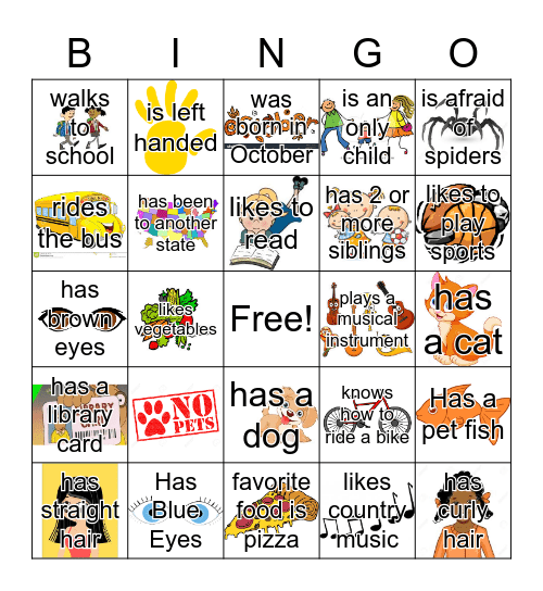 Get to know you bingo Card