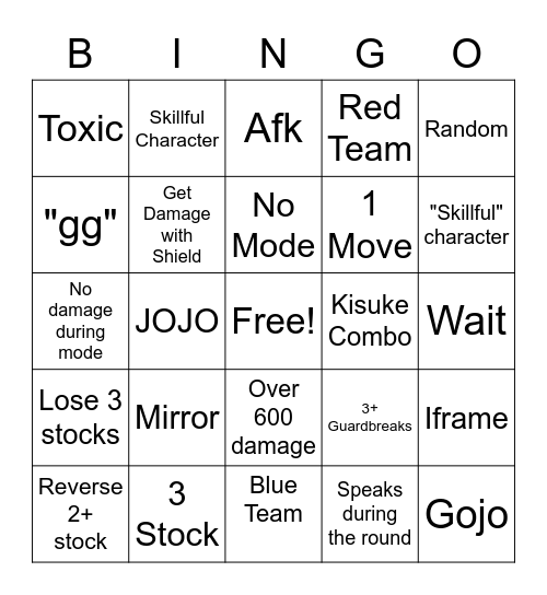 Kisuke Bingo! Bingo Card