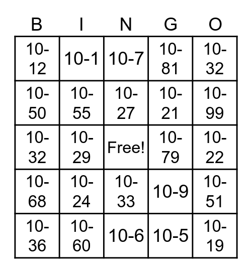 AST Dispatch Bingo Card