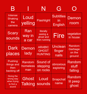 Arabic ghost hunting V2 Bingo Card