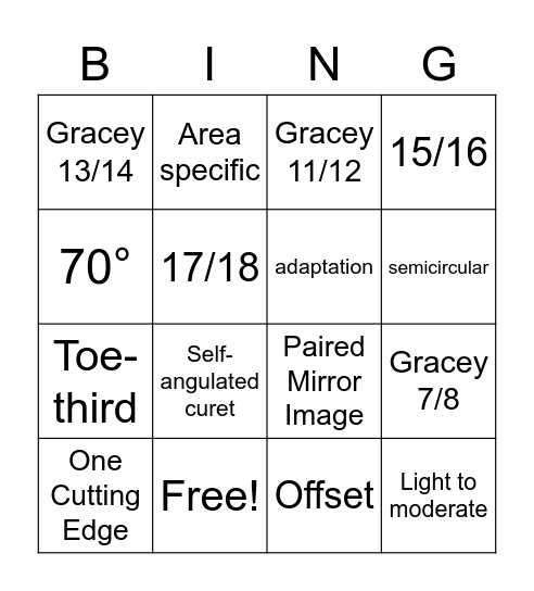 Graceys Bingo Card