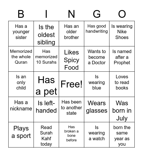 Camp Mahara - Find someone who.... Bingo Card