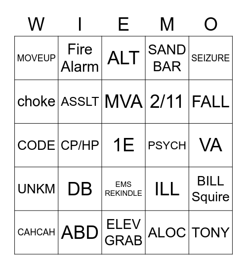 WIEMO Bingo Card
