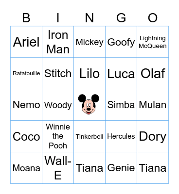 DISNEY BINGO Card