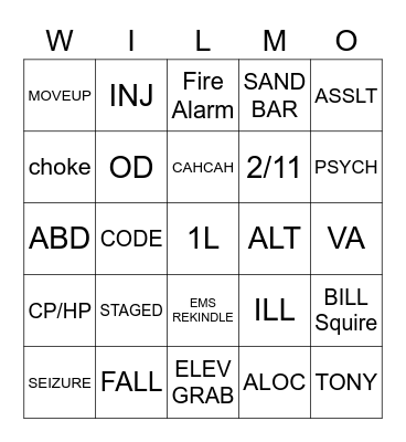 WILMO Bingo Card