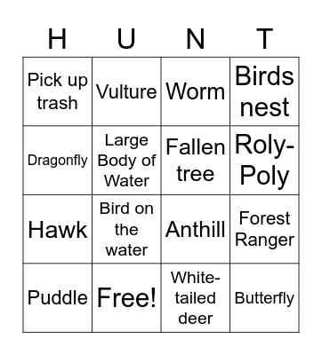 Camping Scavenger Hunt Bingo Card