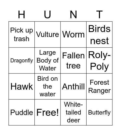 Camping Scavenger Hunt Bingo Card