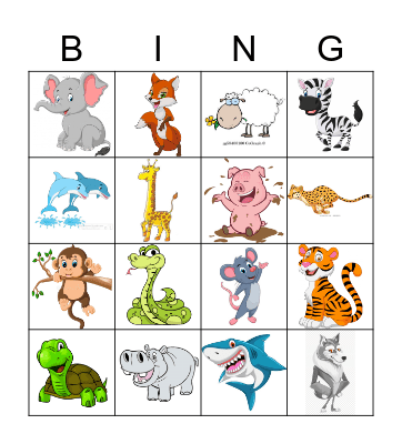 ANIMALS Bingo Card