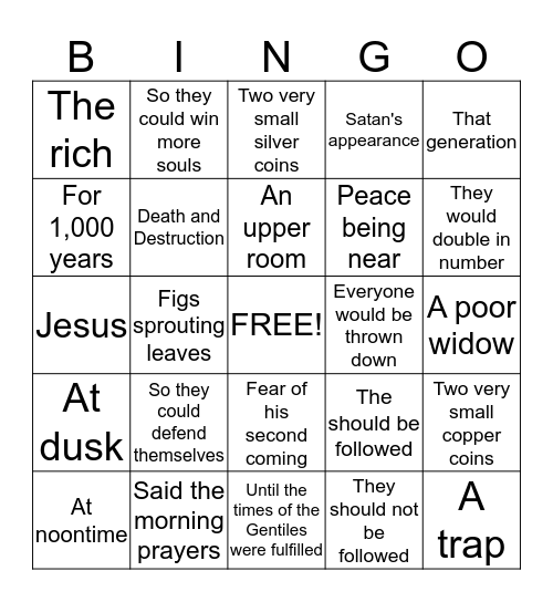 Luke 21 Bingo Card