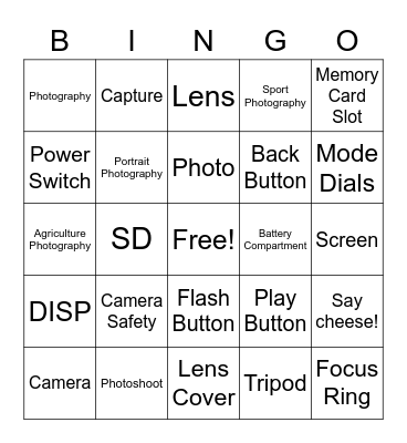 Photography Bingo Card