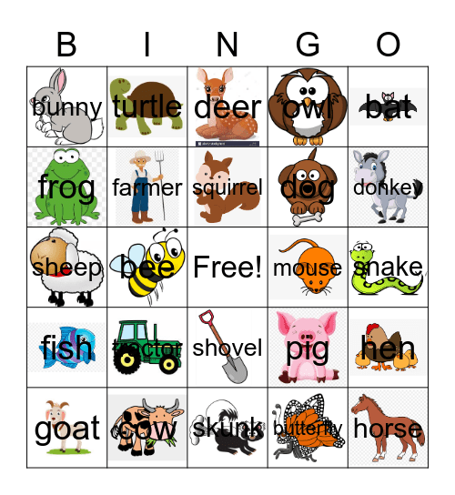 Farm Bingo Card
