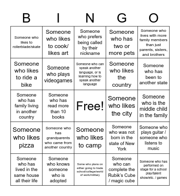 Icebreaker Activity Bingo Card
