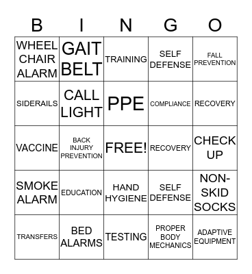 SAFETY Bingo Card