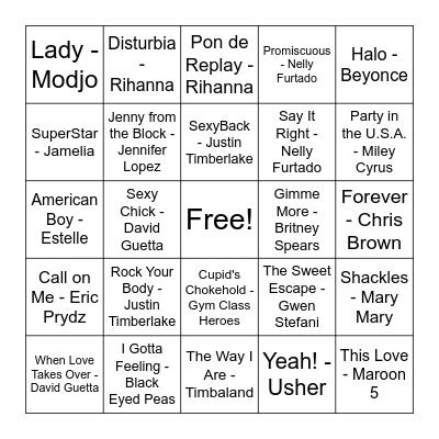 MUSICAL BINGO! Bingo Card
